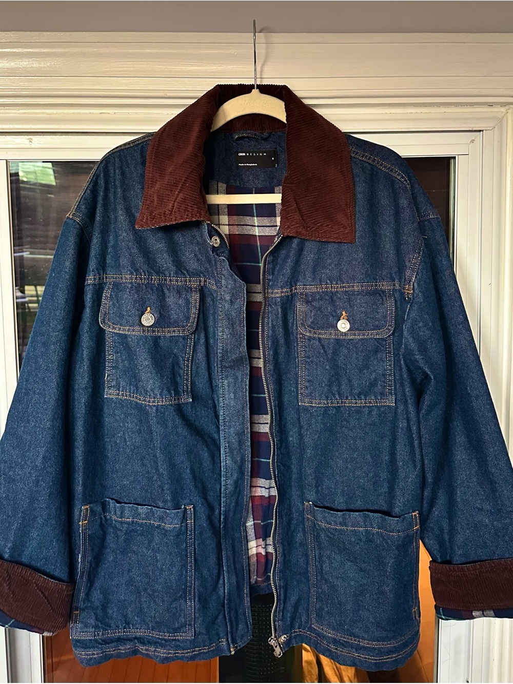 ASOS Dark Wash Denim Barn Jacket w: Brown Corduroy detailing *sold out online!*